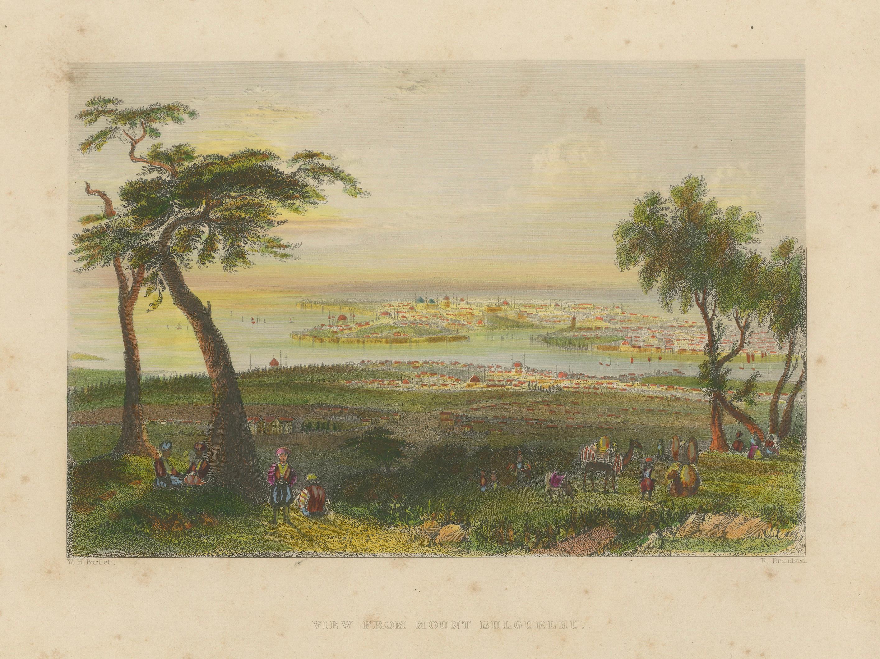 Antique Istanbul Panorama from Mount Bulgurlu, Constantinople – Bartlett, c.1839