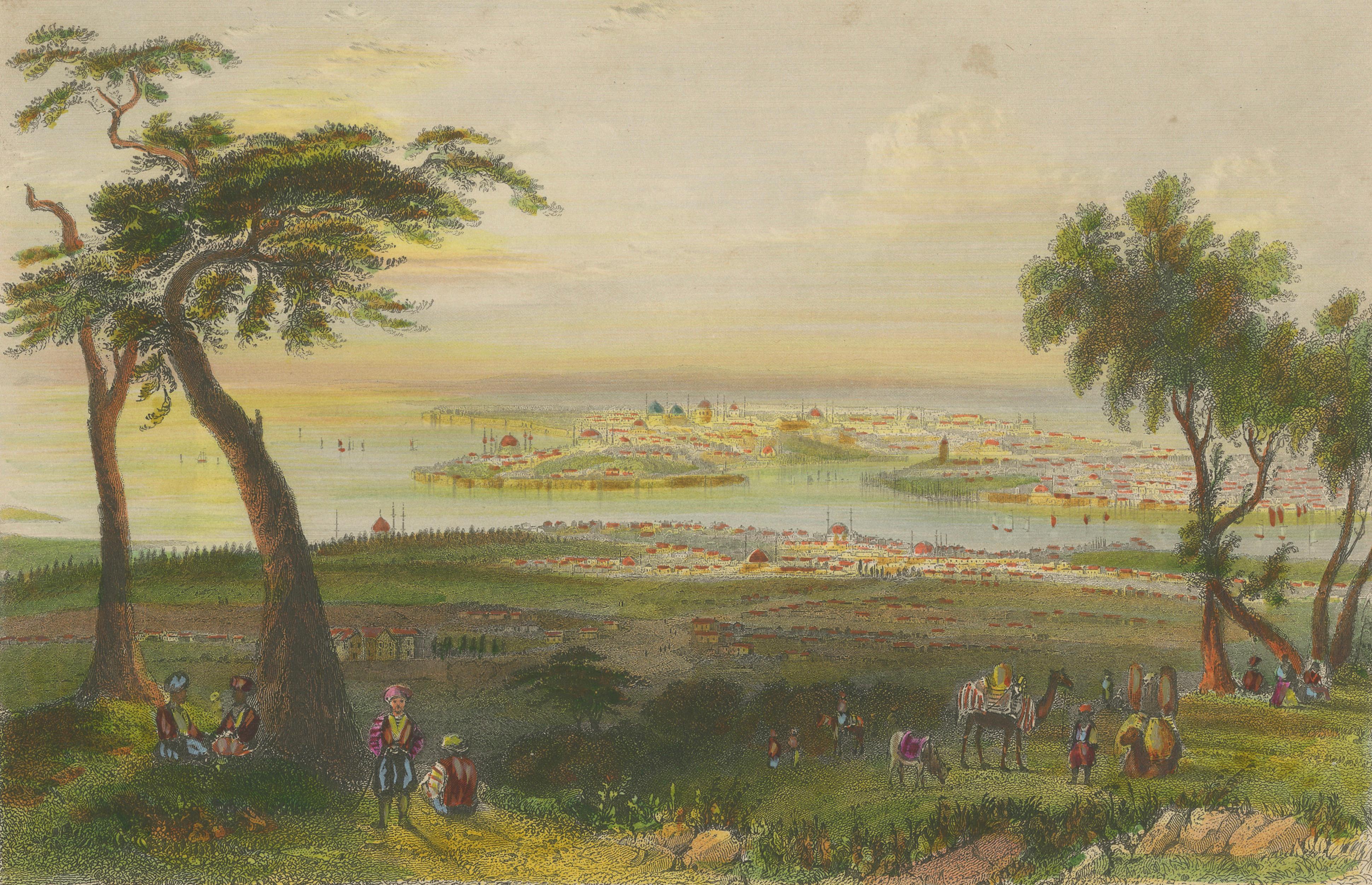 Antique Istanbul Panorama from Mount Bulgurlu, Constantinople – Bartlett, c.1839