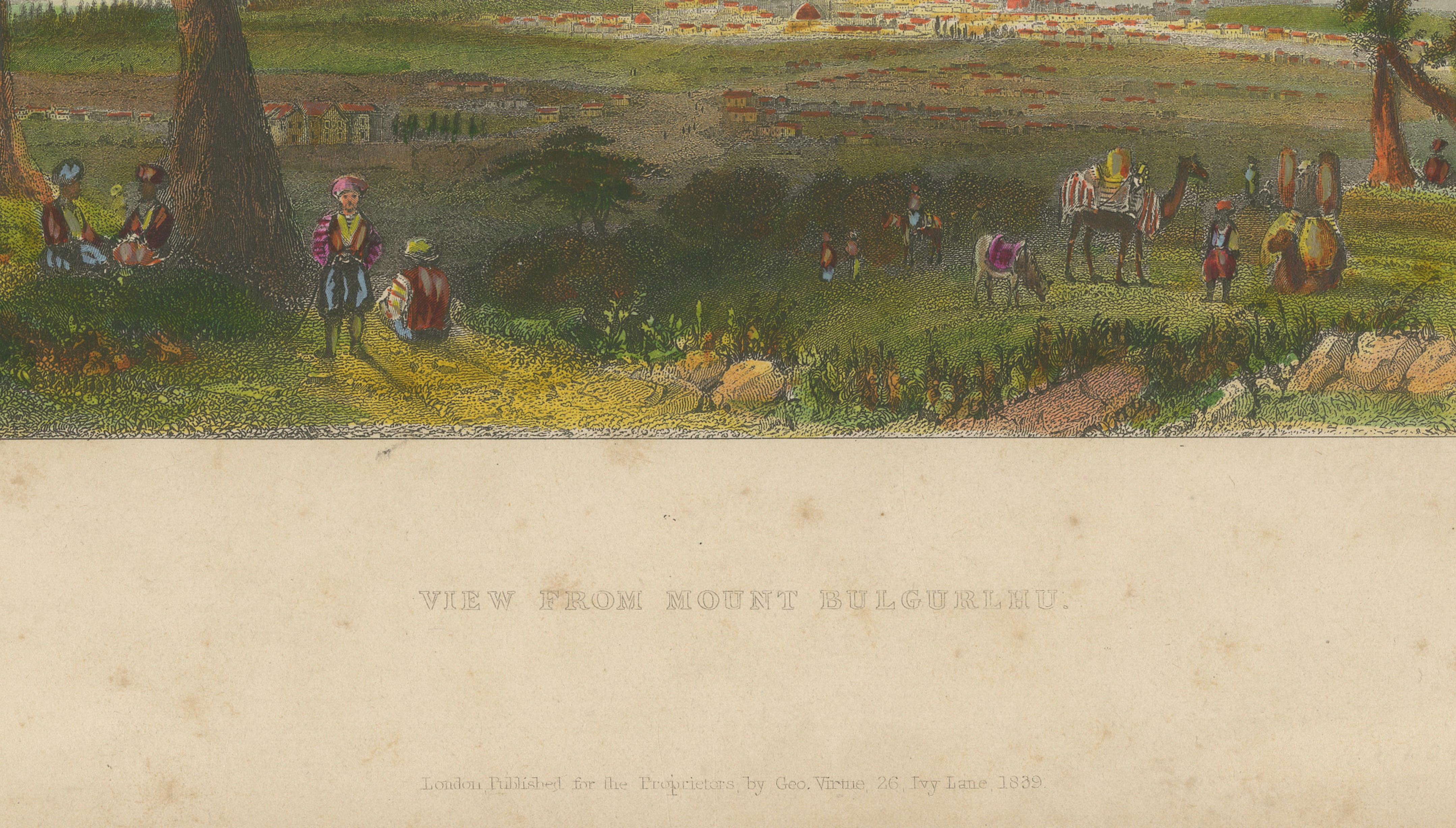 Antique Istanbul Panorama from Mount Bulgurlu, Constantinople – Bartlett, c.1839