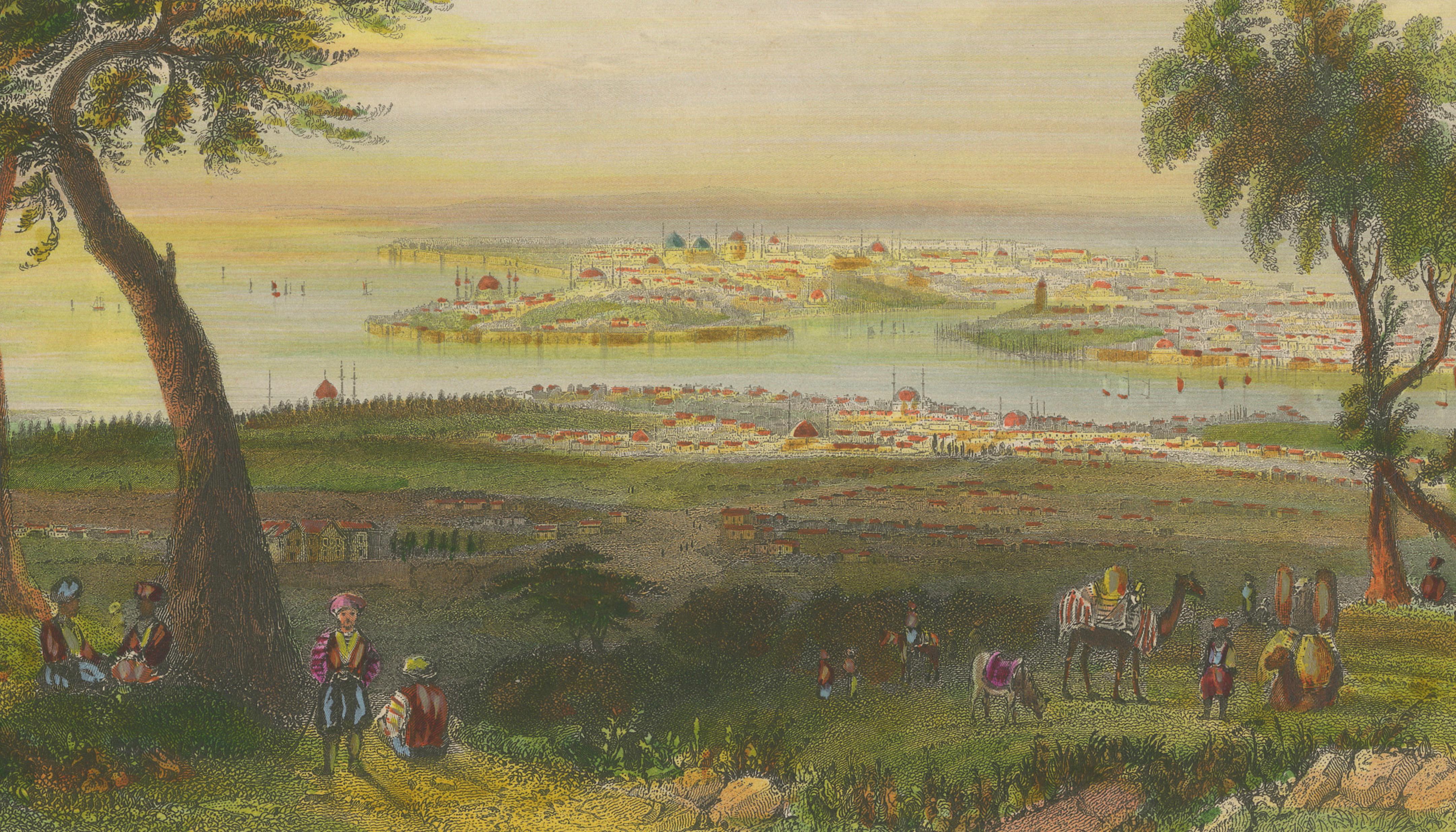 Antique Istanbul Panorama from Mount Bulgurlu, Constantinople – Bartlett, c.1839