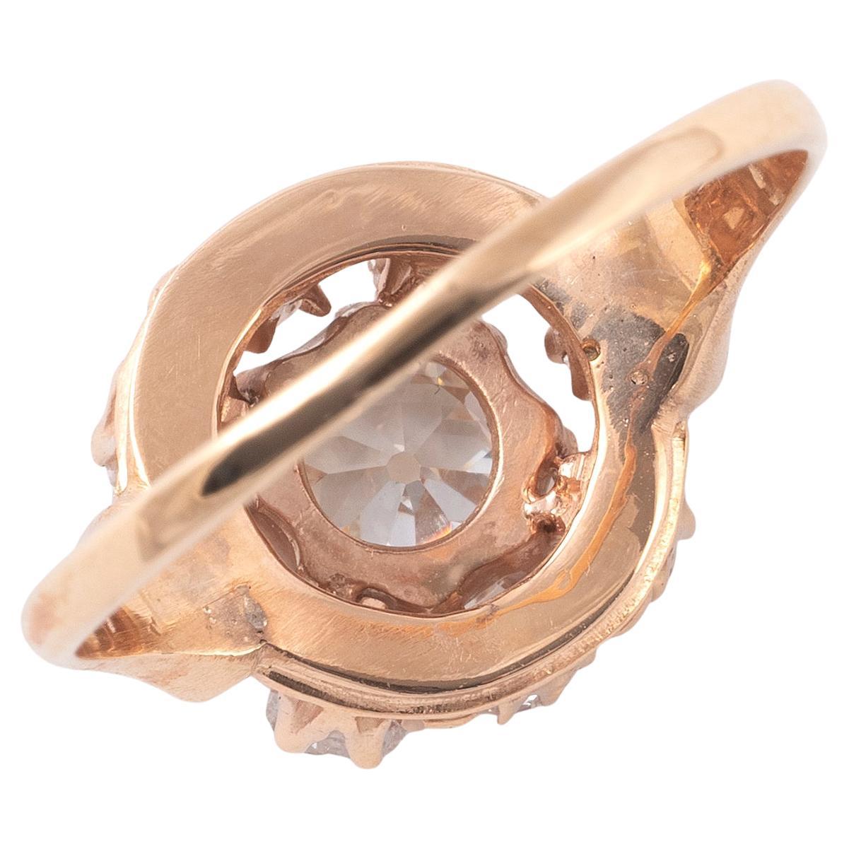 Victorian Antique Italian 1.2ct Old Cut Diamond Cluster Ring For Sale