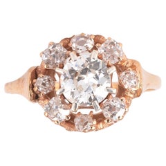 Antique Italian 1.2ct Old Cut Diamond Cluster Ring