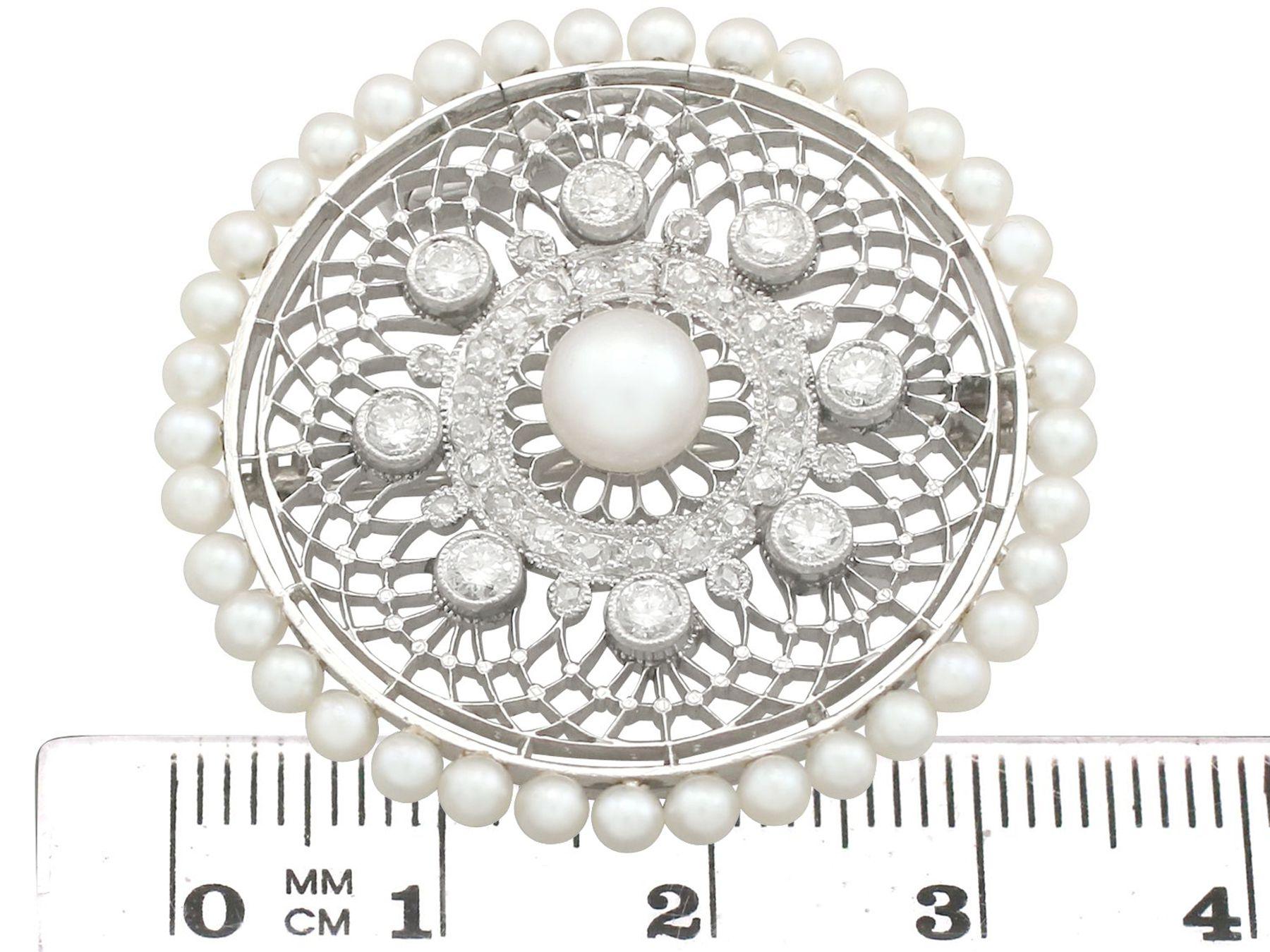 Antique Italian 1.38 Carat Diamond Seed Pearl Platinum Pendant Brooch Circa 1900 3