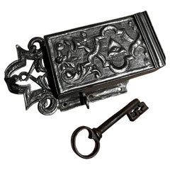 Antique Italian 17th Century Iron Box Lock with Eye of Providence