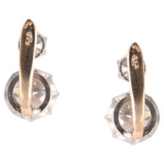 Pendientes italianos antiguos de oro de 18 quilates y platino con diamantes talla antigua, c. 1900