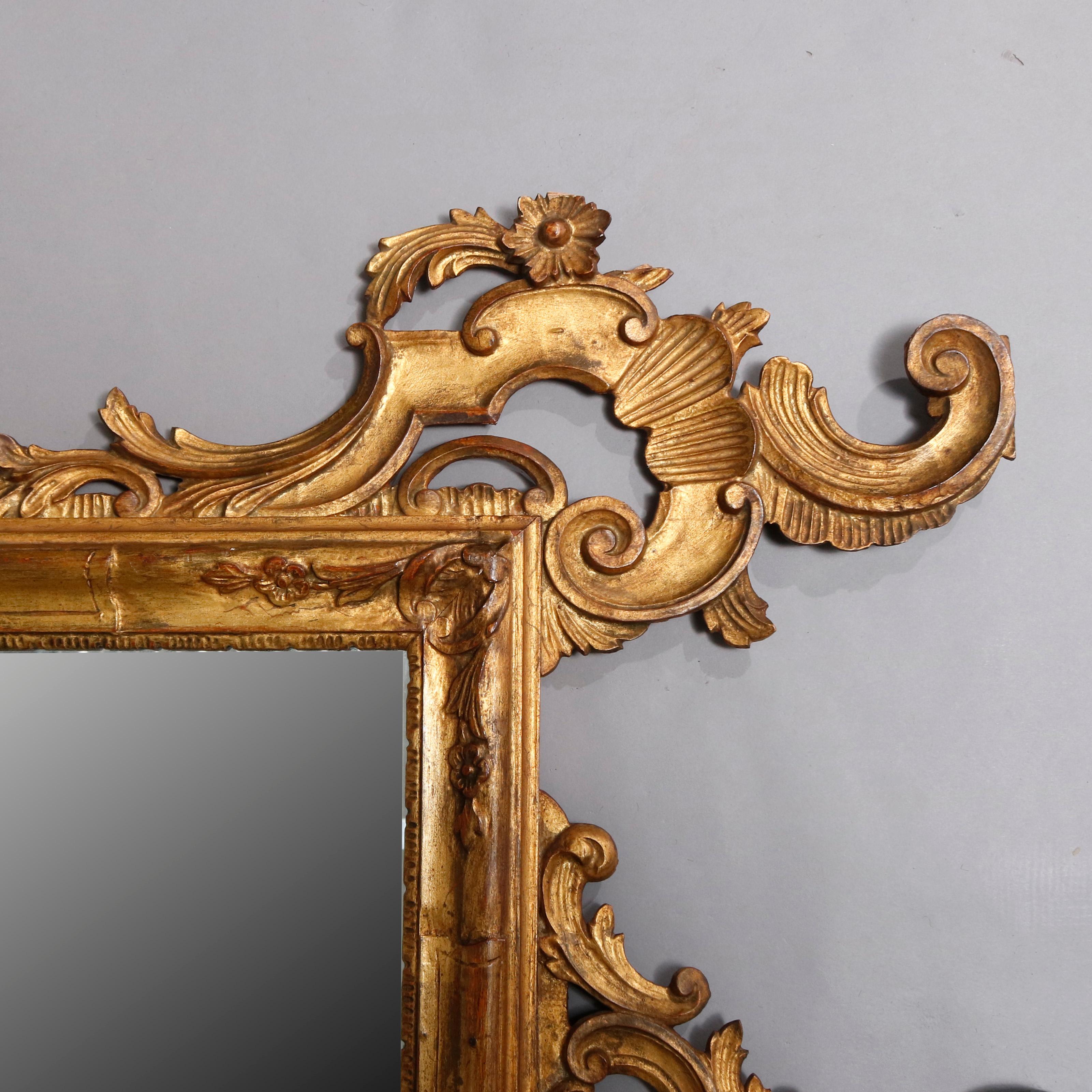 Lithuanian Monumental Antique Italian 18th Century Baroque Giltwood Over Mantel Mirrors