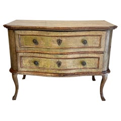 Ancienne commode italienne Louis XV du 18ème siècle peinte à la main Marchigiano 