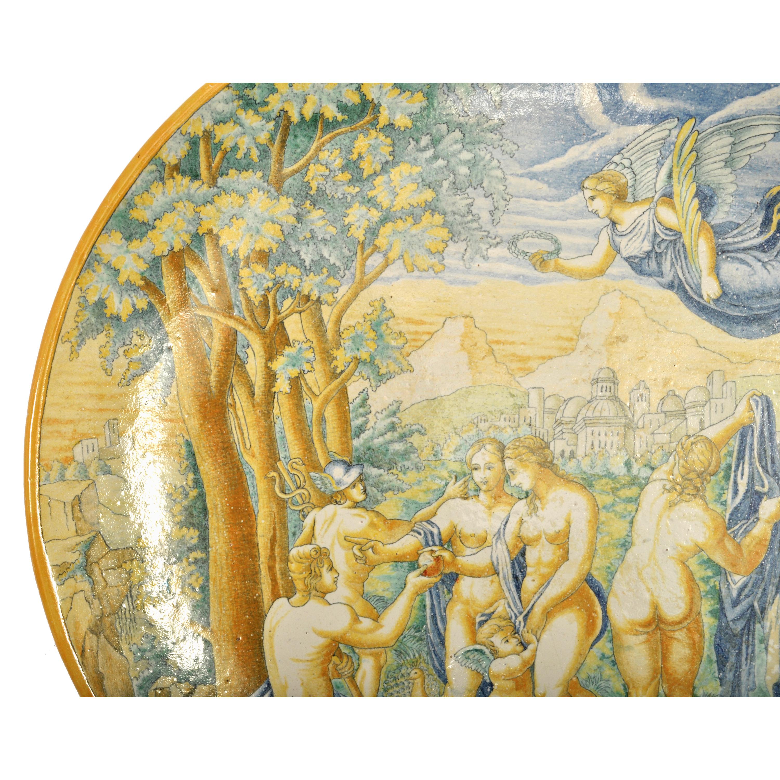 Large Antique Italian 18th Century Maiolica Faience Istoriato Plate Urbino 1790 For Sale 1