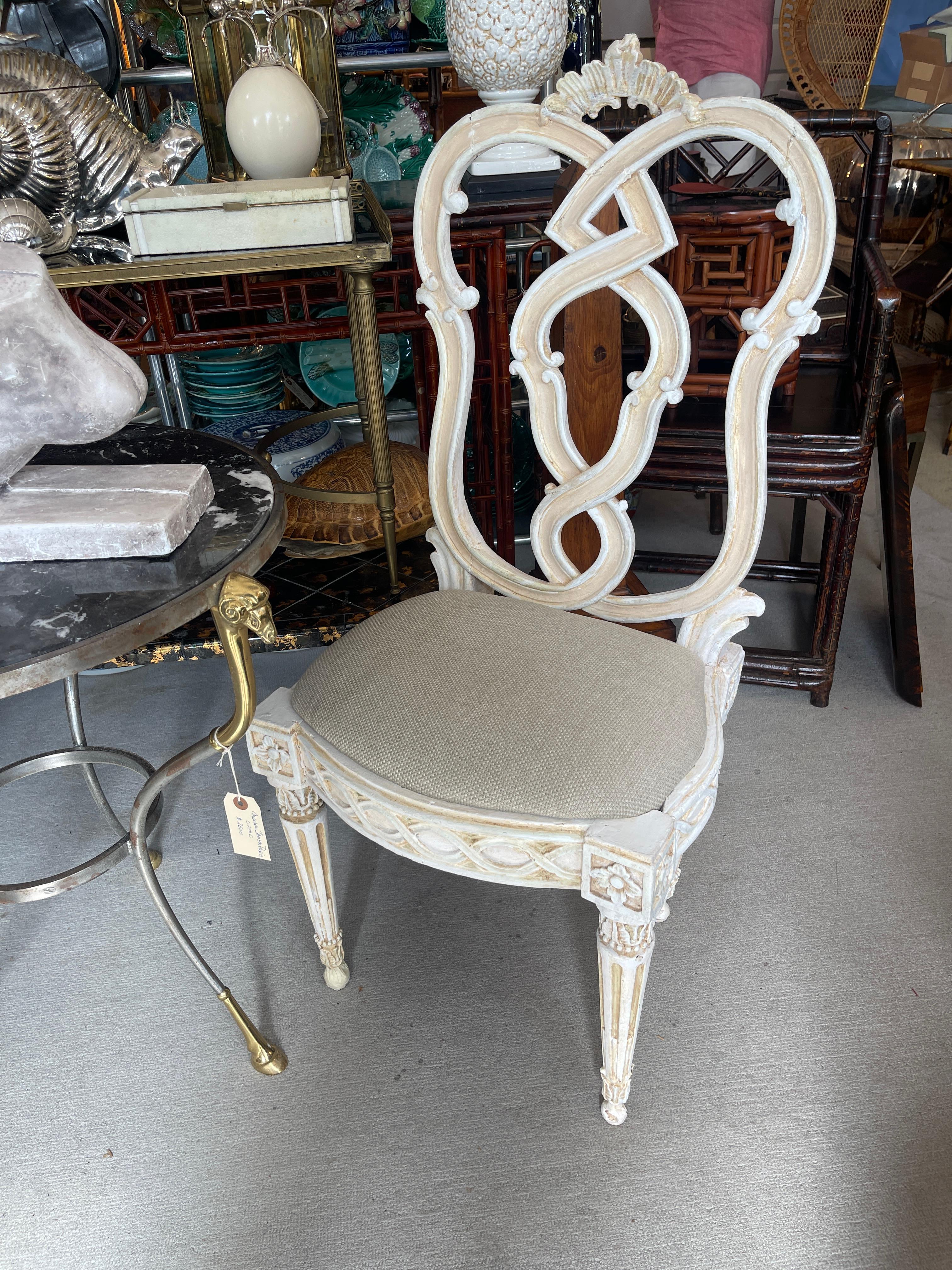 Italian 18Th Century. Painted Baroque Chairs Set Of 4 in vendita 7