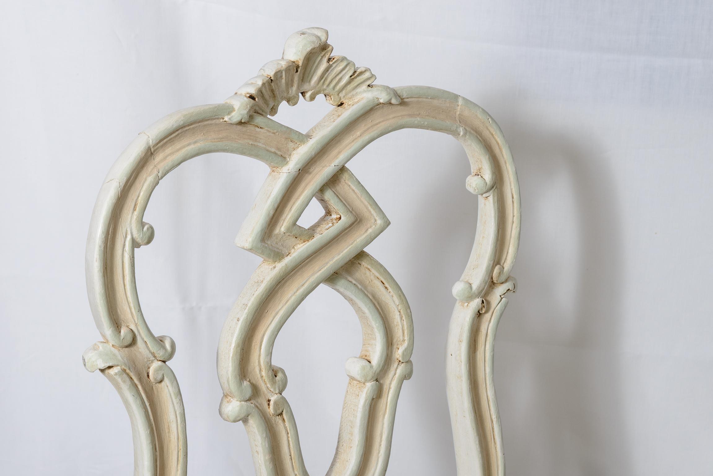Italiano Italian 18Th Century. Painted Baroque Chairs Set Of 4 in vendita