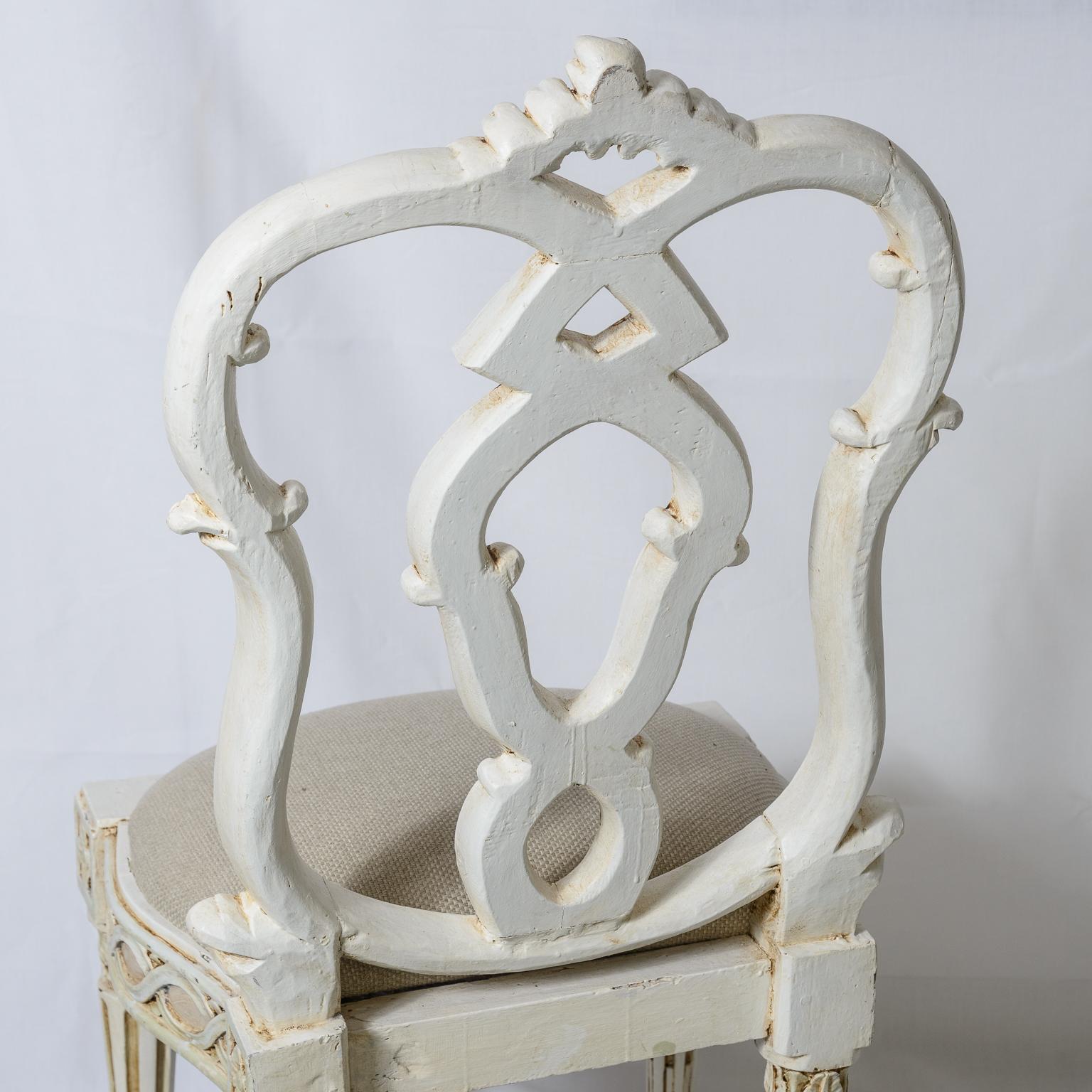 Fatto a mano Italian 18Th Century. Painted Baroque Chairs Set Of 4 in vendita
