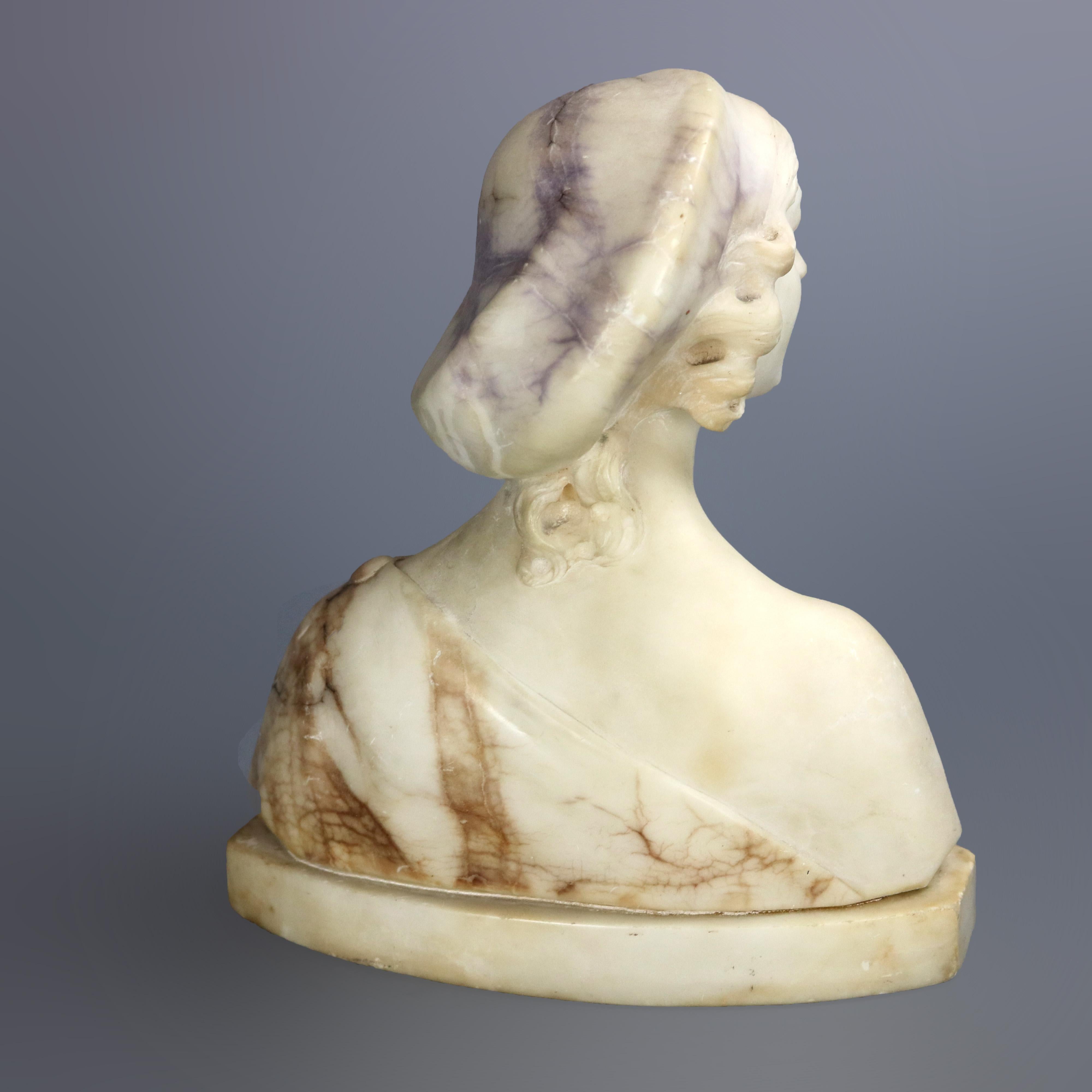 Antique Italian 2 Tone Marble Joan of Arc Portrait Bust Sculpture, circa 1890 In Good Condition In Big Flats, NY