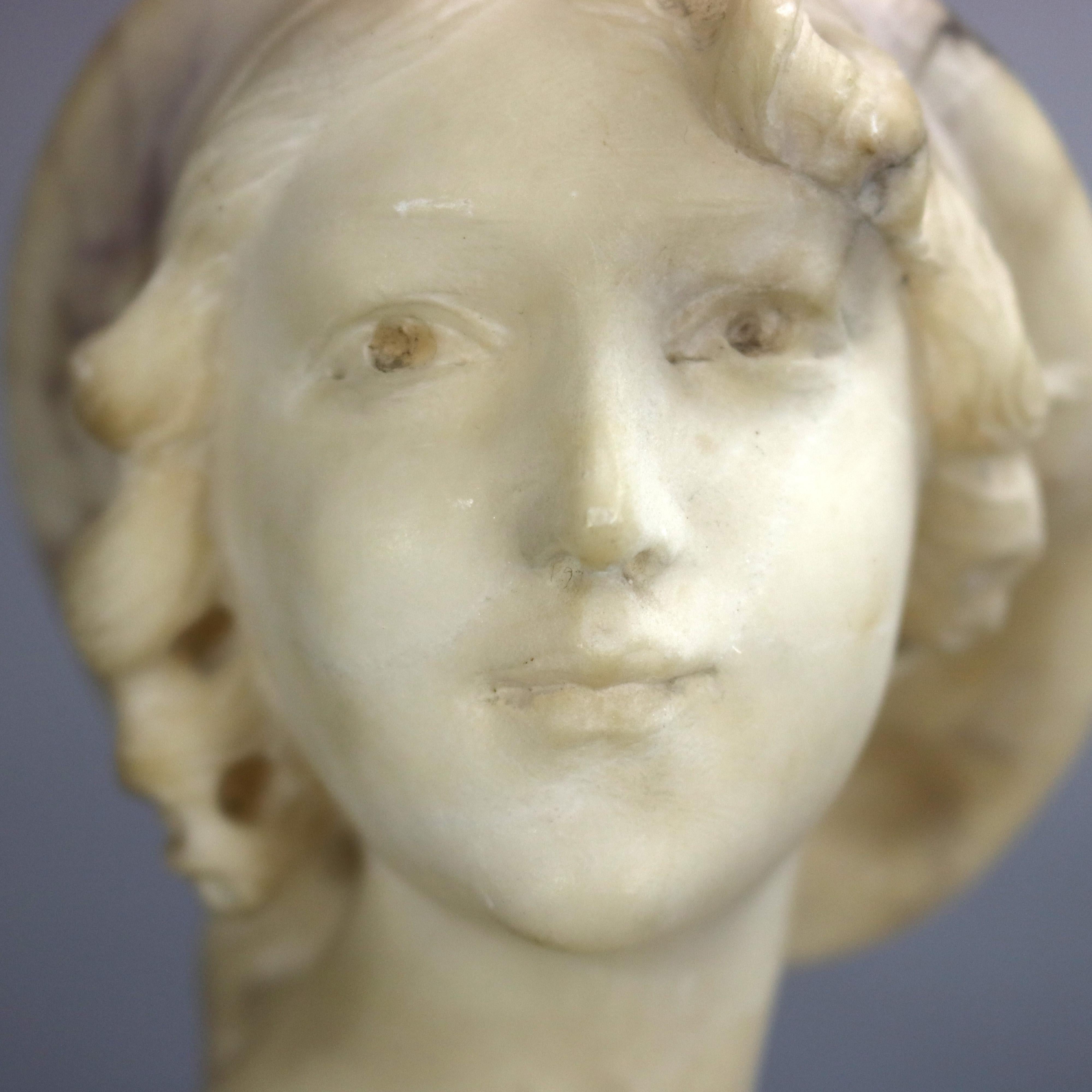 Antique Italian 2 Tone Marble Joan of Arc Portrait Bust Sculpture, circa 1890 1