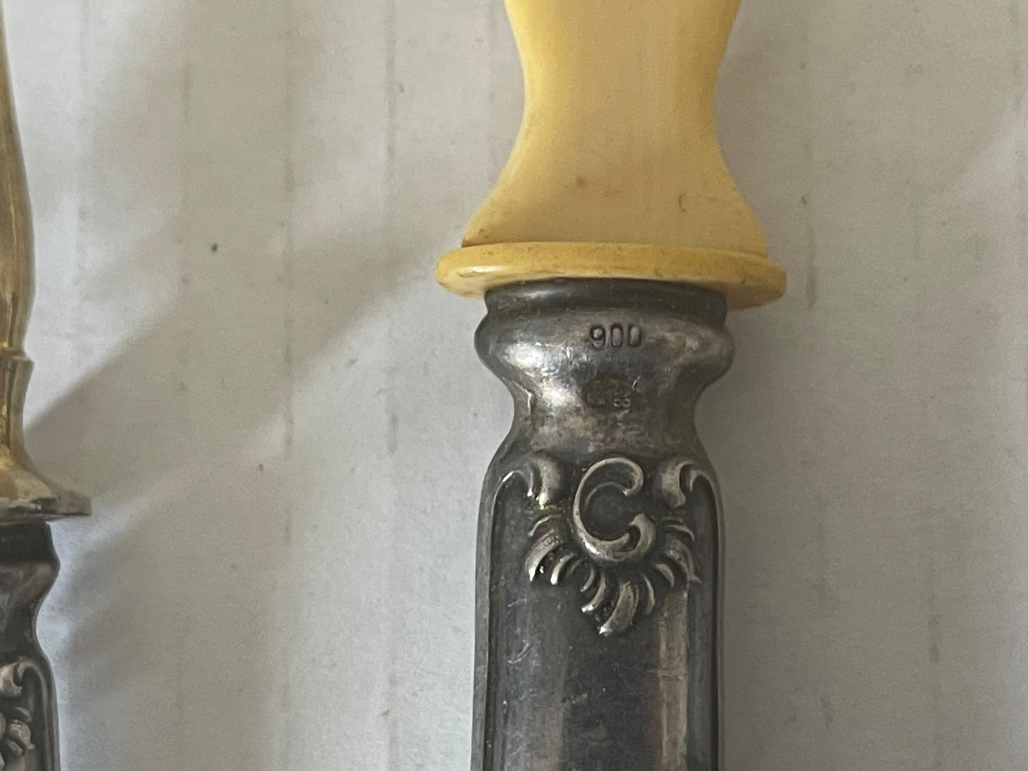 Antico set d'argento da intaglio 800 italiano, posate Art Carved In condizioni buone in vendita a Boca Raton, FL