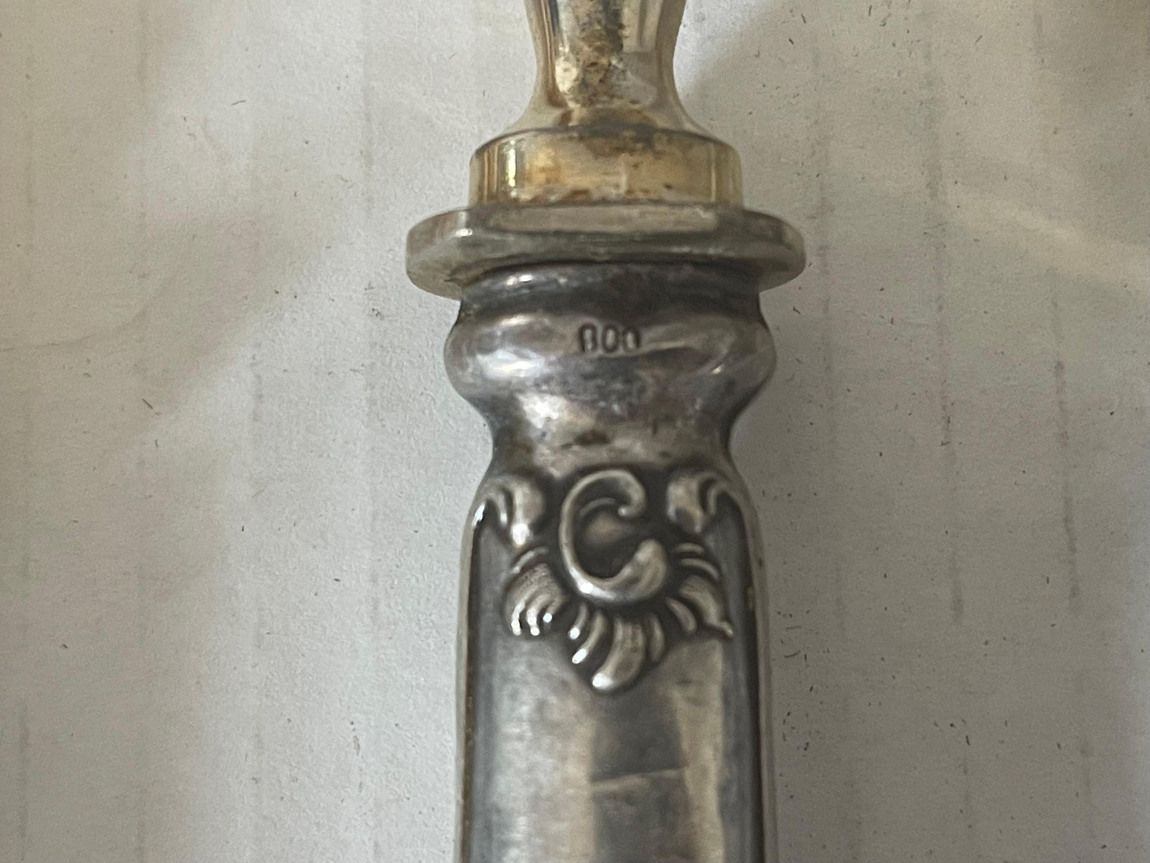 Inizio XX secolo Antico set d'argento da intaglio 800 italiano, posate Art Carved in vendita