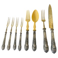 Antico set d'argento da intaglio 800 italiano, posate Art Carved