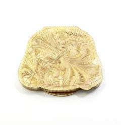 Antique Italian 800 Silver Gold Vermeil Hand Painted Enamel Compact