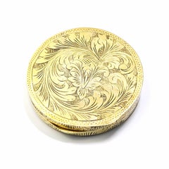 Antique Italian 800 Silver Gold Vermeil Hand Painted Enamel Round Compact