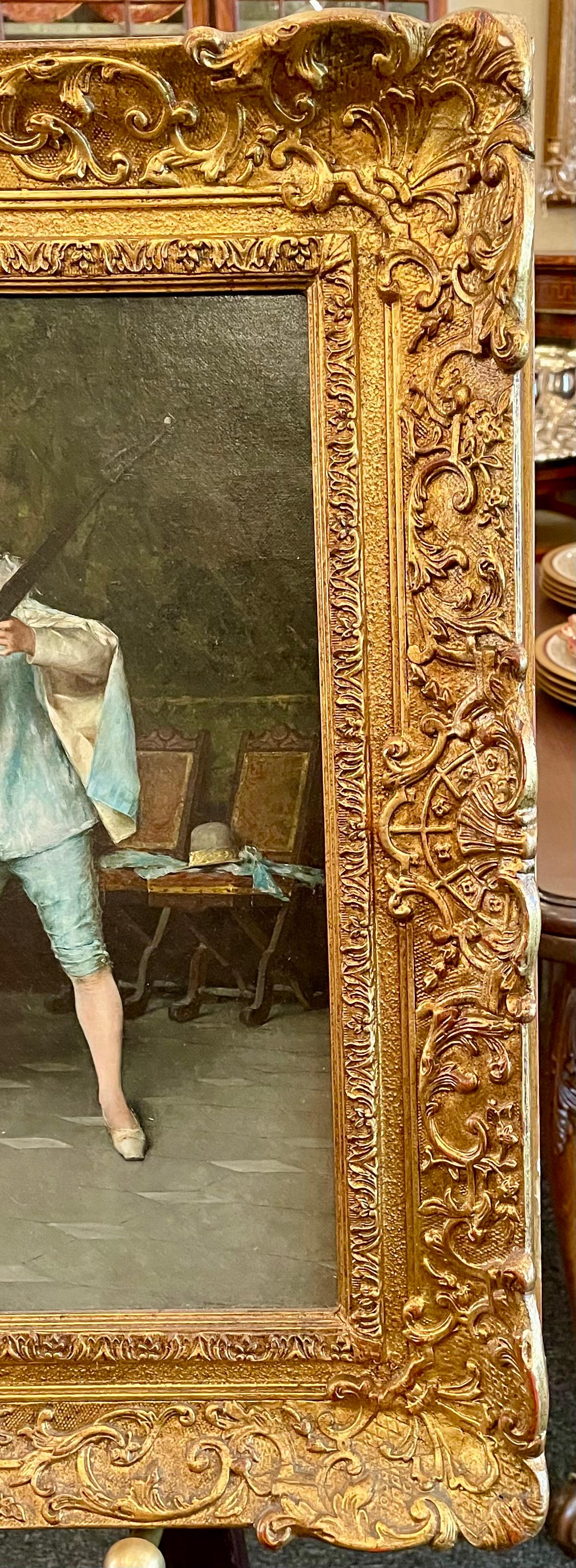 Antico dipinto a olio su tela della fine del XIX secolo 