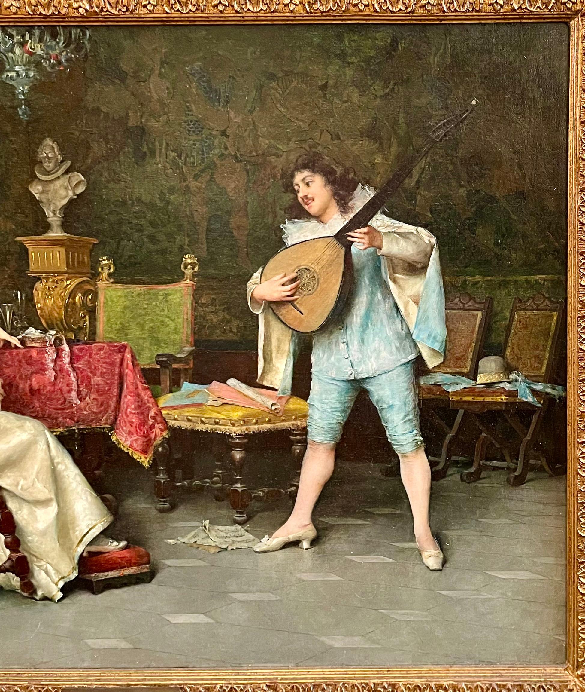 Italiano Antico dipinto italiano Adriano Cecchi olio su tela 