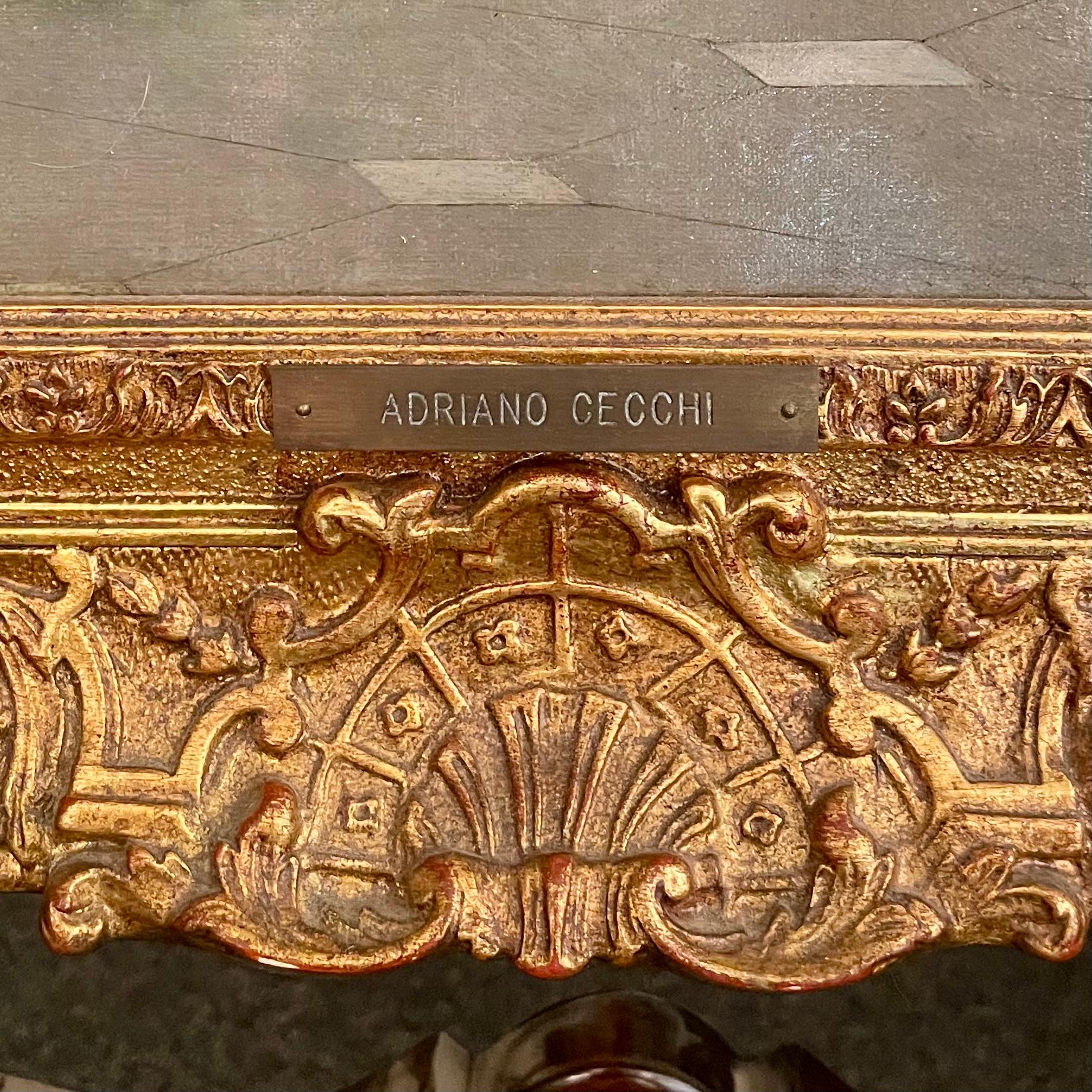 XIX secolo Antico dipinto italiano Adriano Cecchi olio su tela 