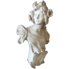 Antique Italian Alabaster Bust of a Muse