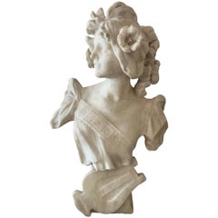 Antique Italian Alabaster Bust of a Muse