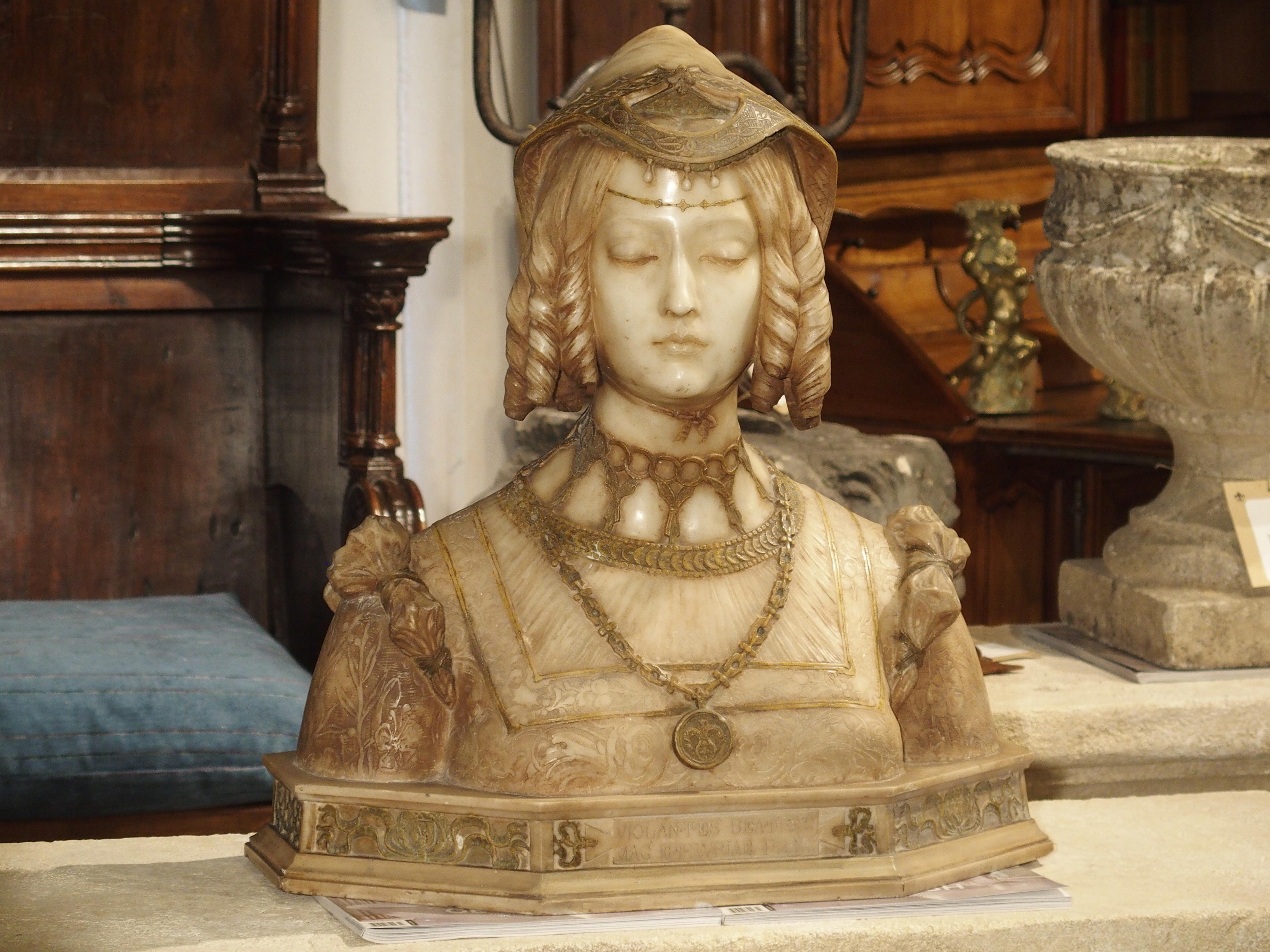 Antique Italian Alabaster Bust of the Grand Princess of Tuscany, circa 1890 6