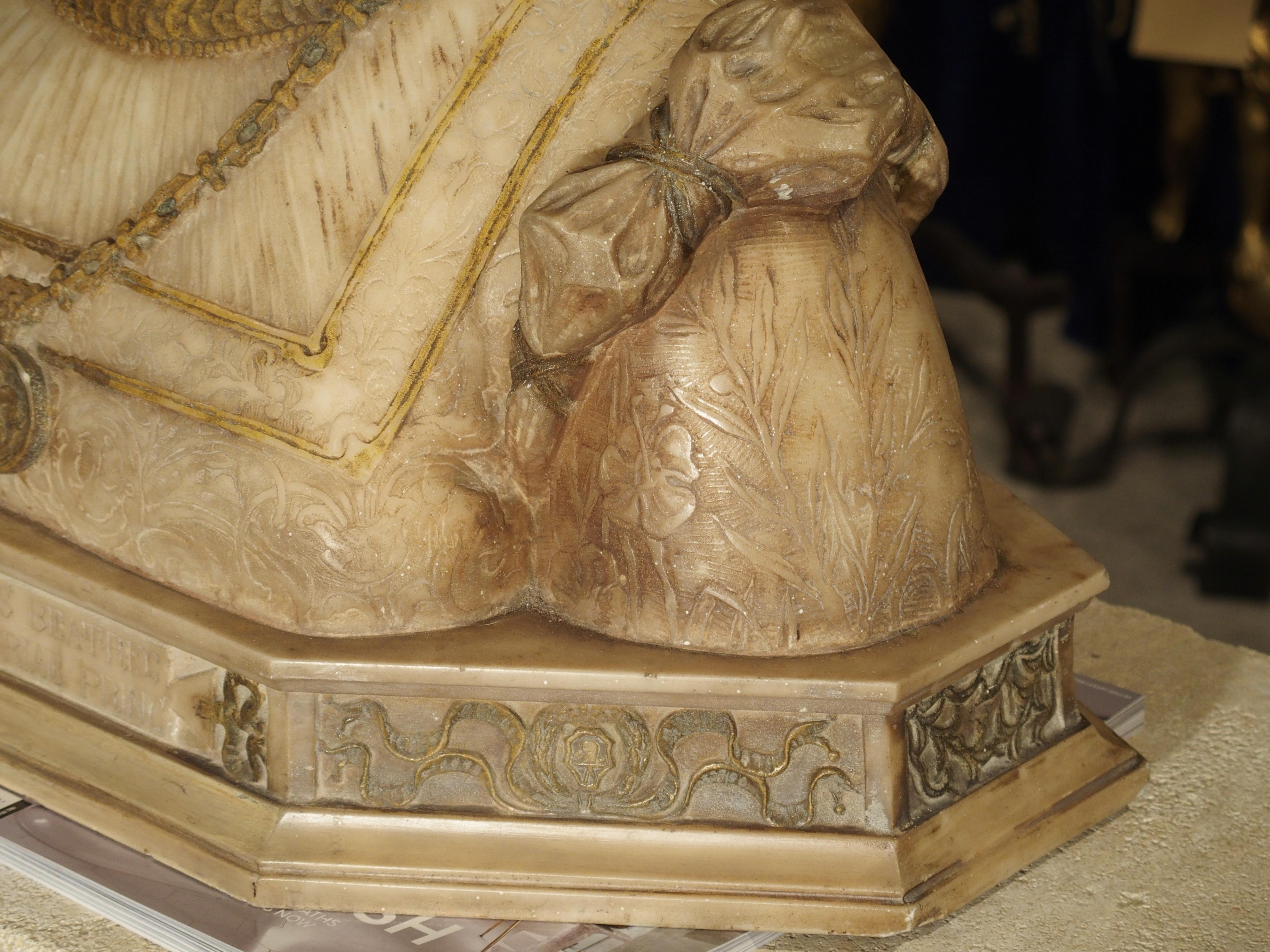 19th Century Antique Italian Alabaster Bust of the Grand Princess of Tuscany, circa 1890