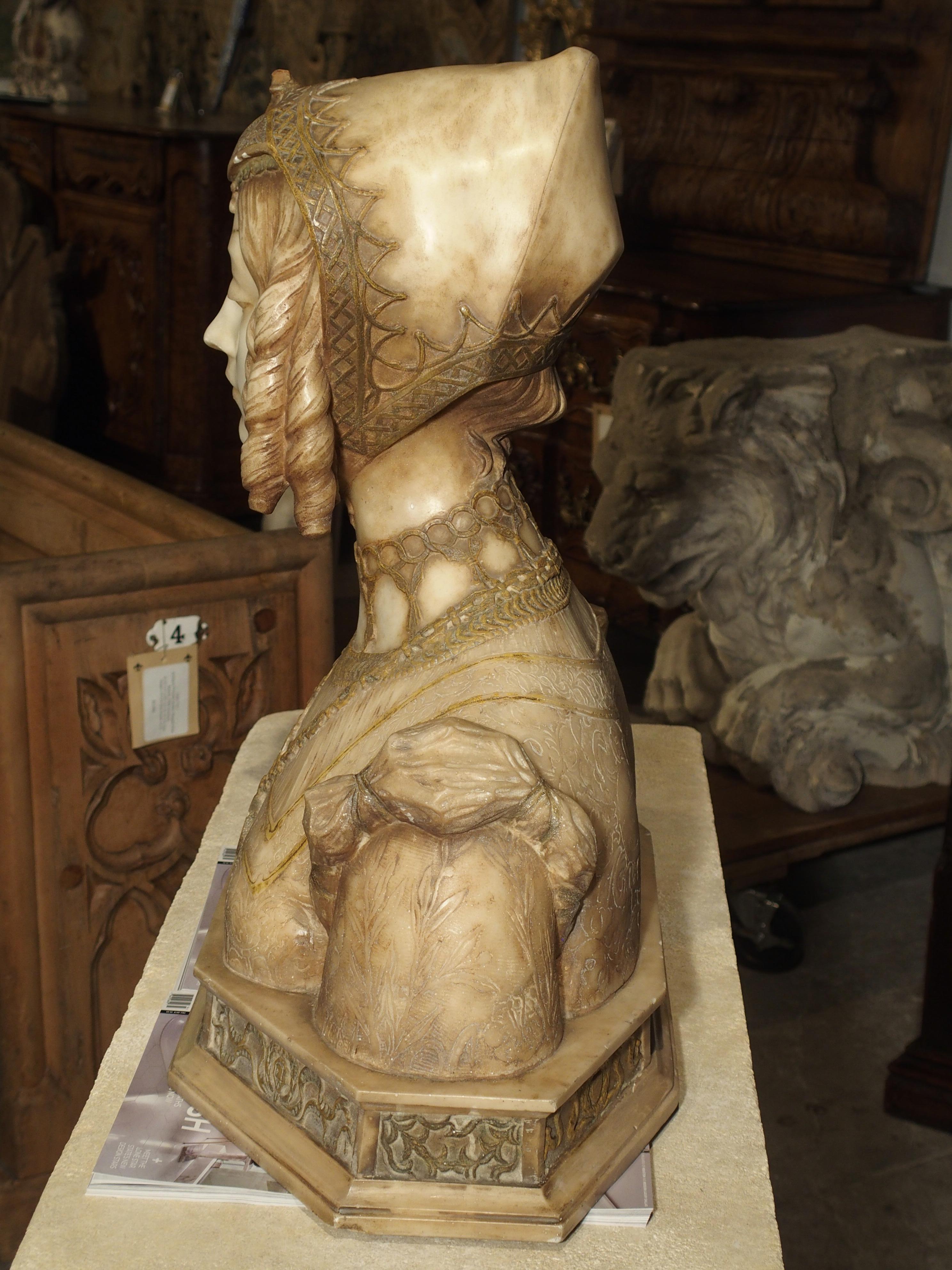 Antique Italian Alabaster Bust of the Grand Princess of Tuscany, circa 1890 1