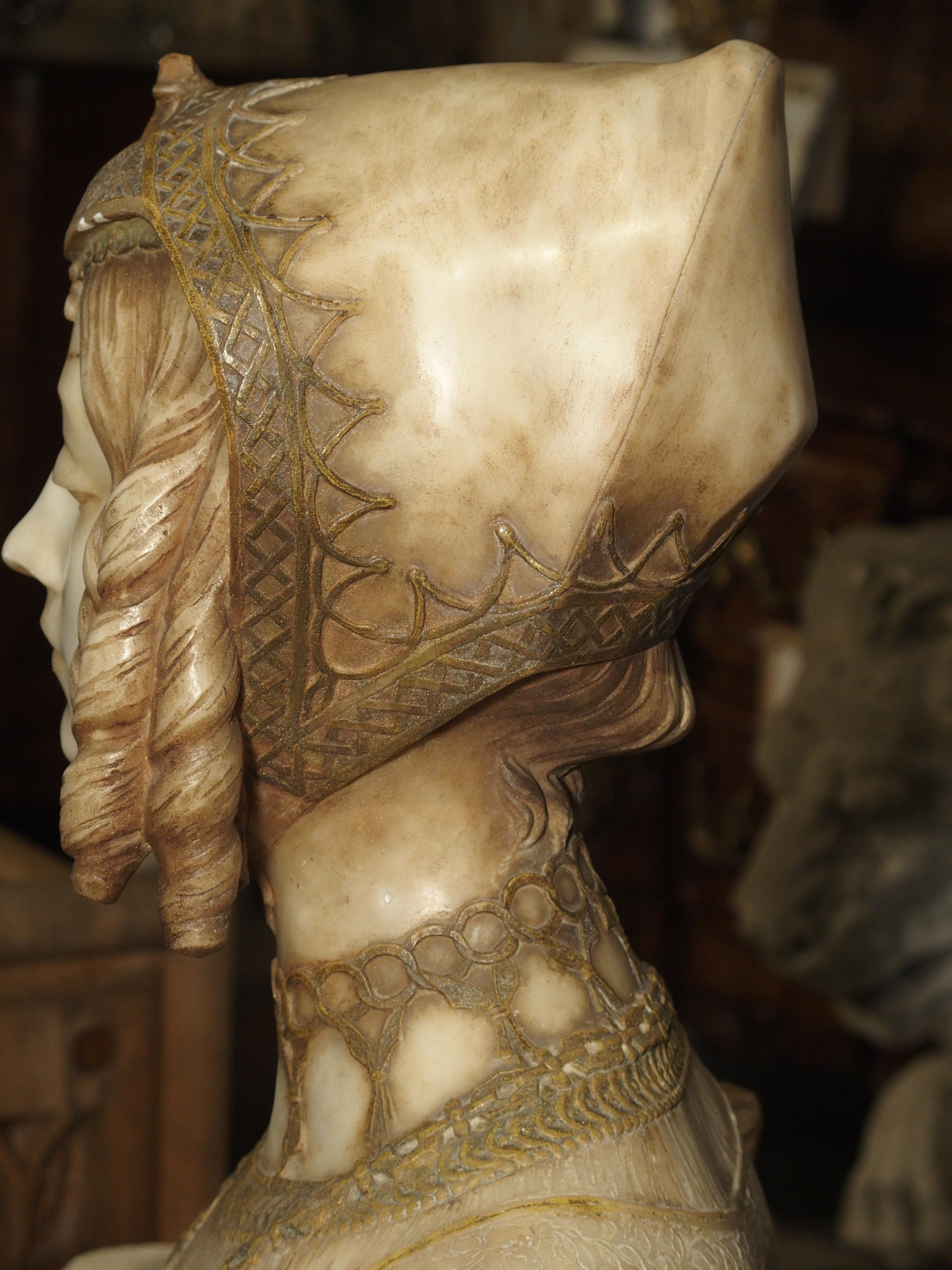 Antique Italian Alabaster Bust of the Grand Princess of Tuscany, circa 1890 2