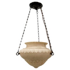 Apparecchio di illuminazione in alabastro italiano antico