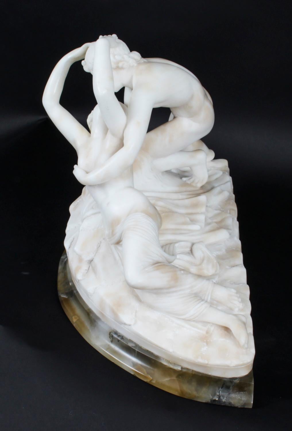 Antique Italian Alabaster Lovers Sculpture after Canova, 19th Century 10