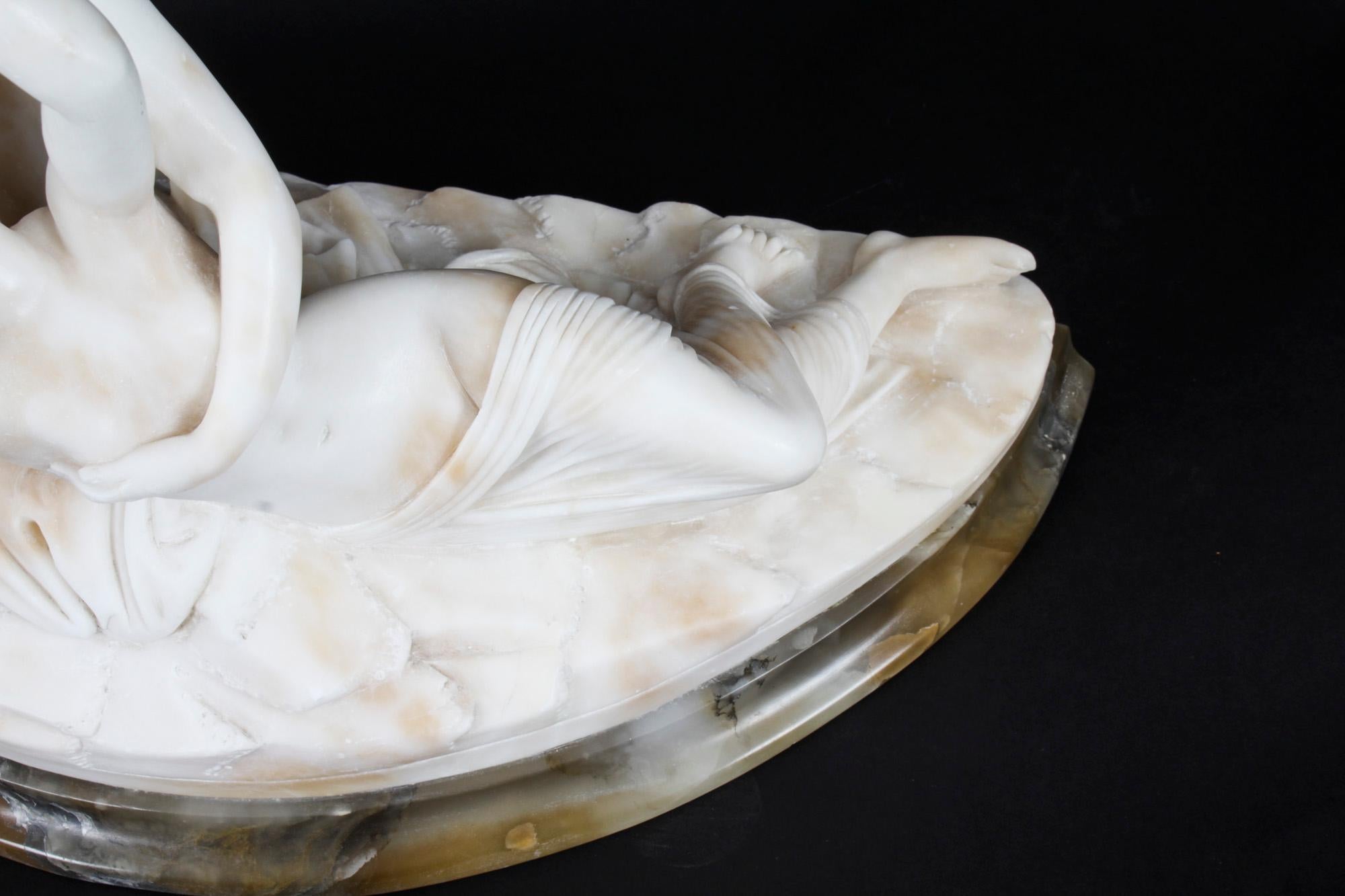 Antique Italian Alabaster Lovers Sculpture after Canova, 19th Century 2