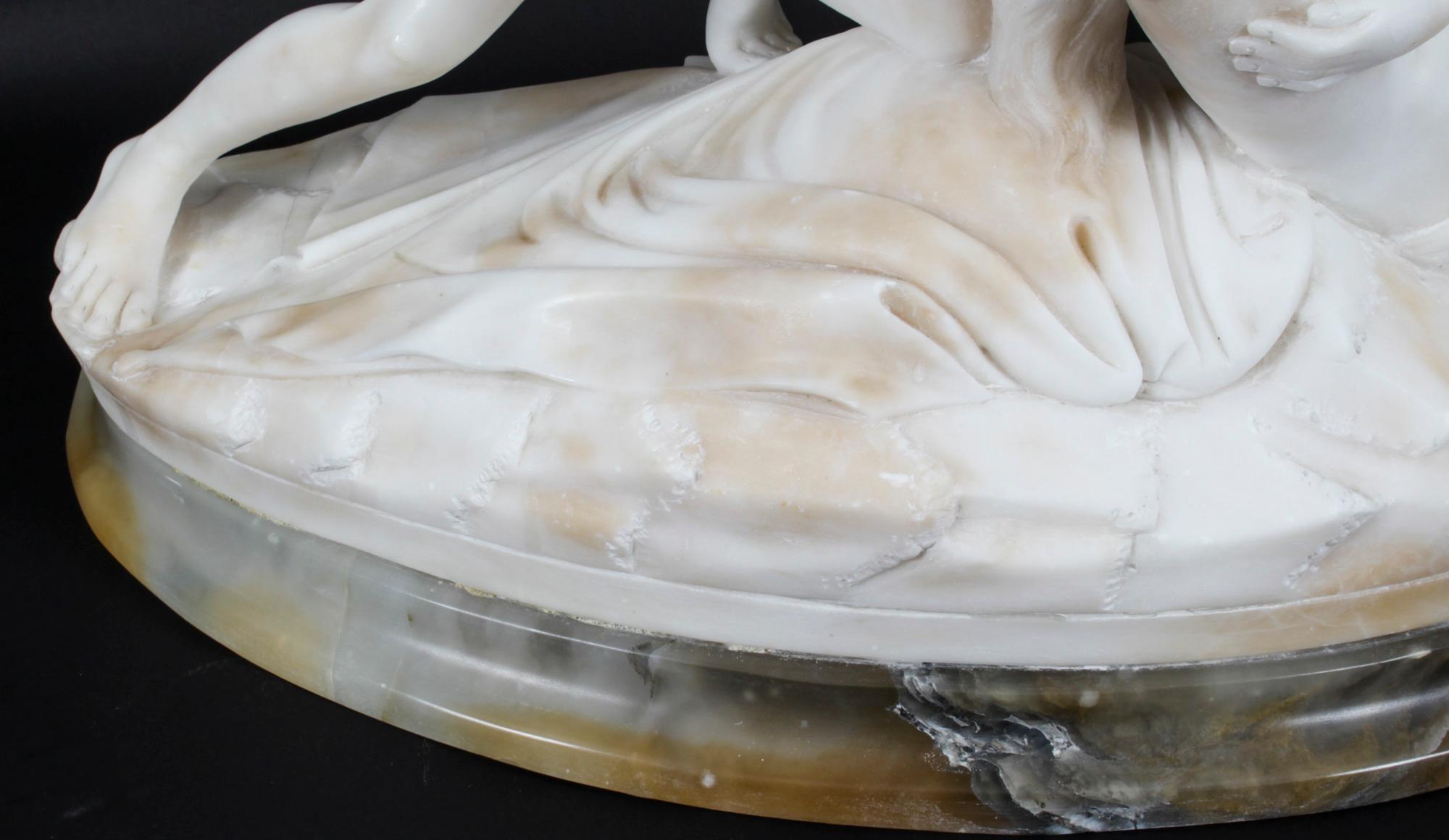 Antique Italian Alabaster Lovers Sculpture after Canova, 19th Century 4