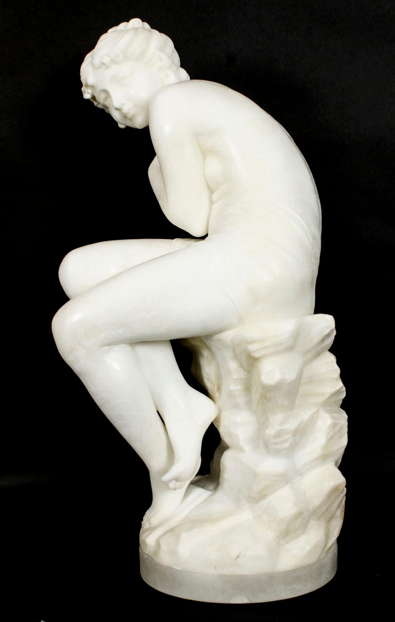 Antique Italian Alabaster Sculpture of a Naked Maiden, 19th Century 6