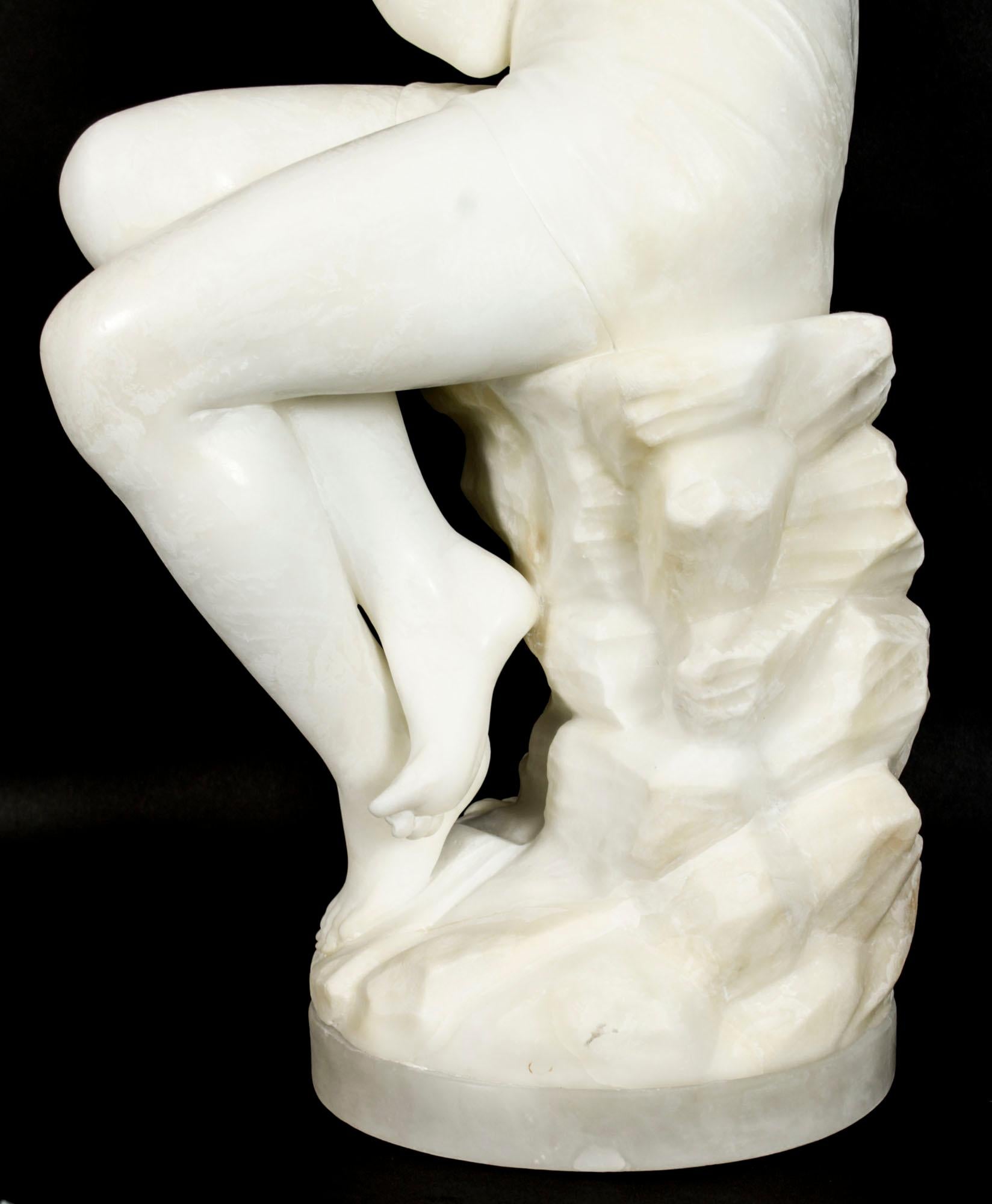 Antique Italian Alabaster Sculpture of a Naked Maiden, 19th Century 7