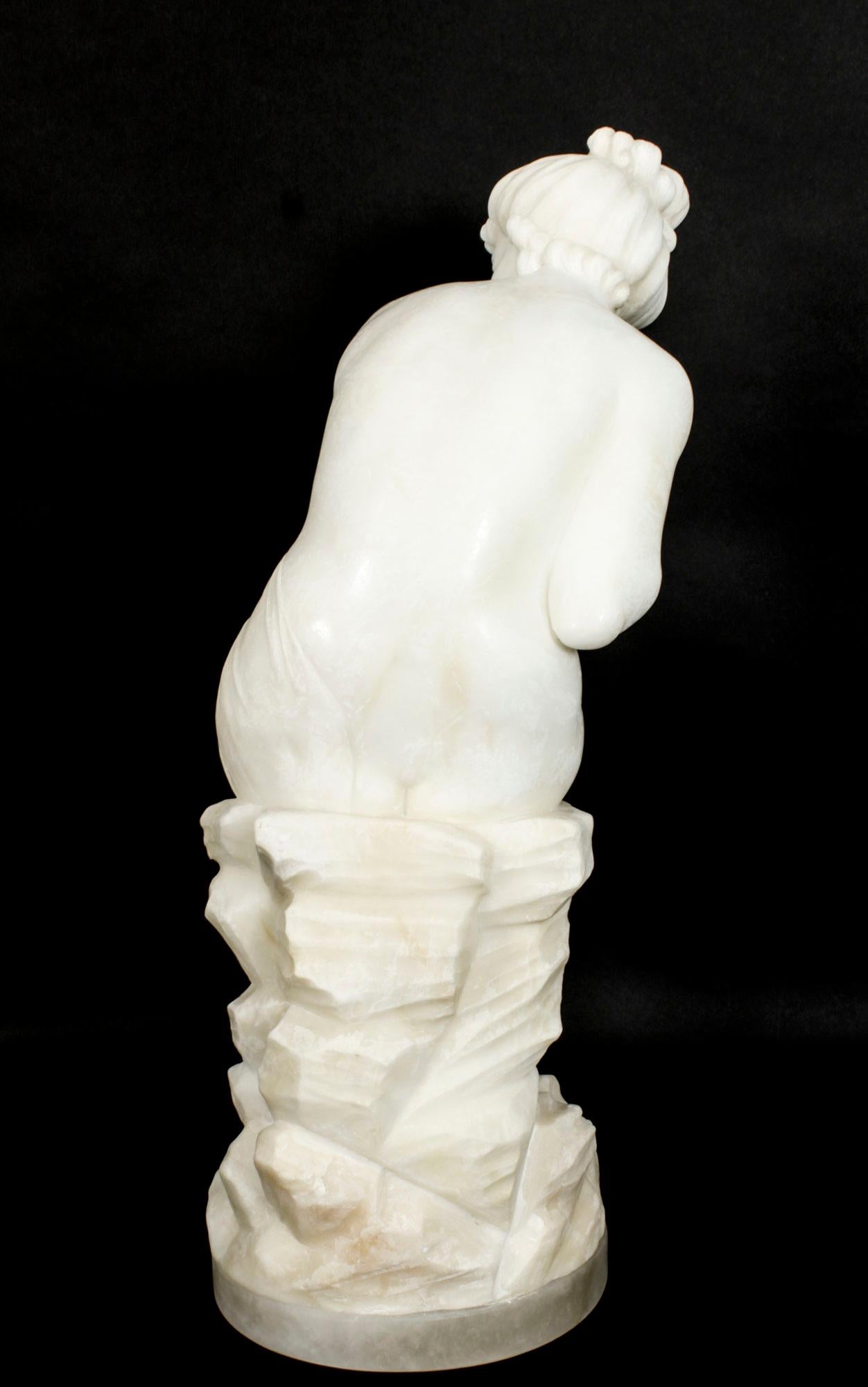 Antique Italian Alabaster Sculpture of a Naked Maiden, 19th Century 10