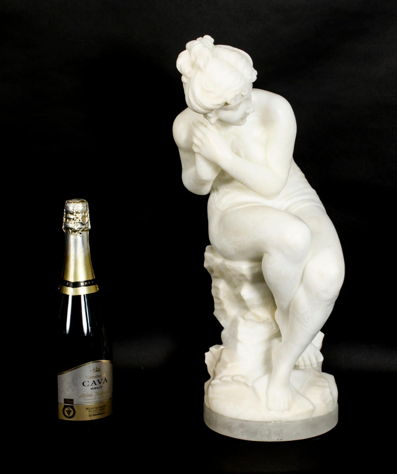 Antique Italian Alabaster Sculpture of a Naked Maiden, 19th Century 11