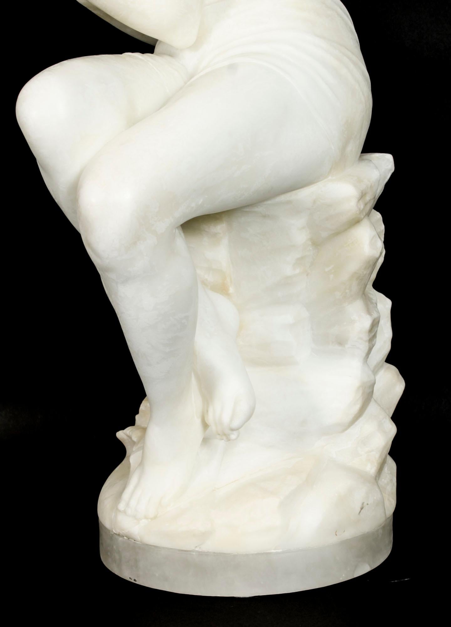 Antique Italian Alabaster Sculpture of a Naked Maiden, 19th Century 2