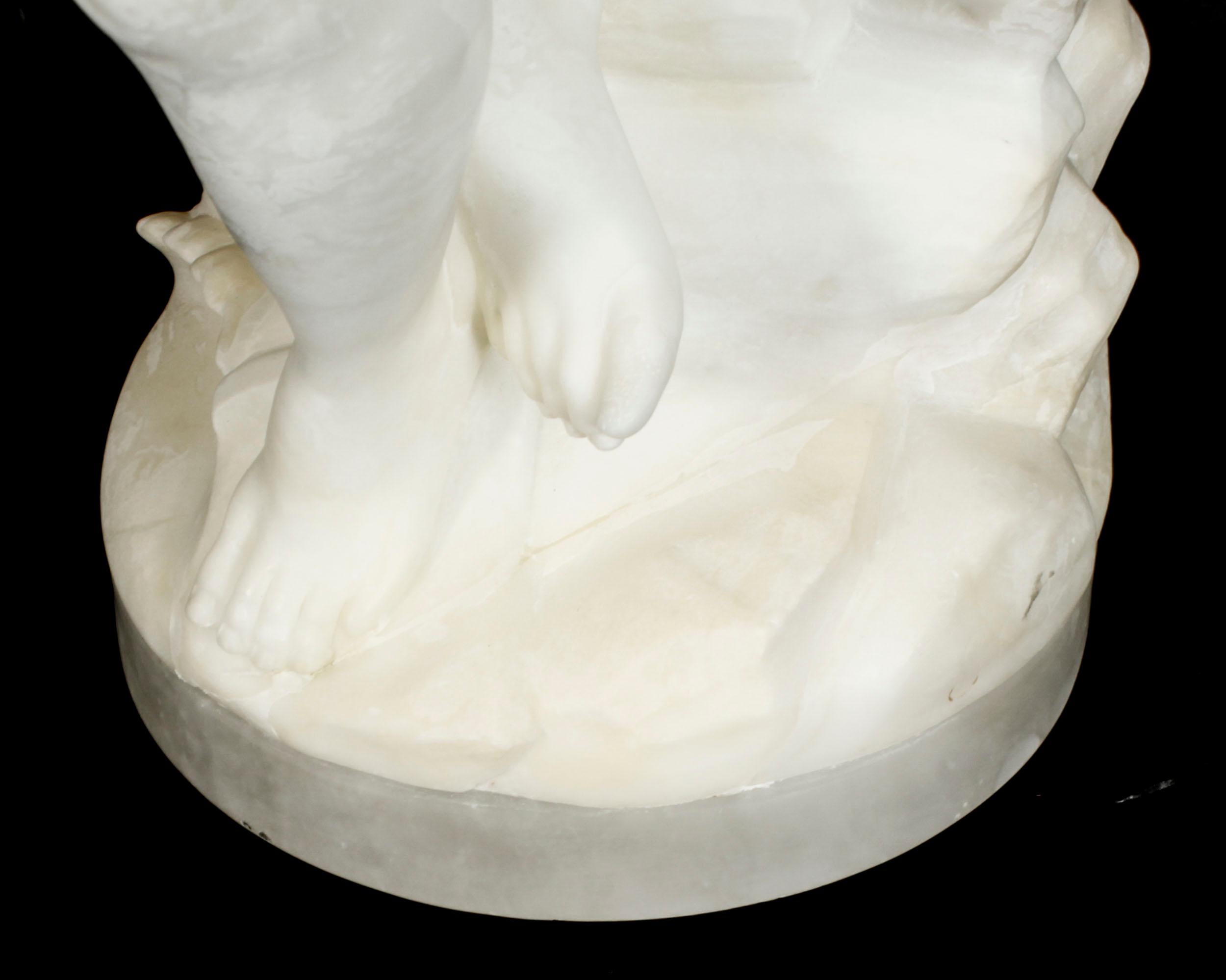 Antique Italian Alabaster Sculpture of a Naked Maiden, 19th Century 4