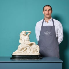 Antique Italian Alabaster Sculpture of Leda & the Swan