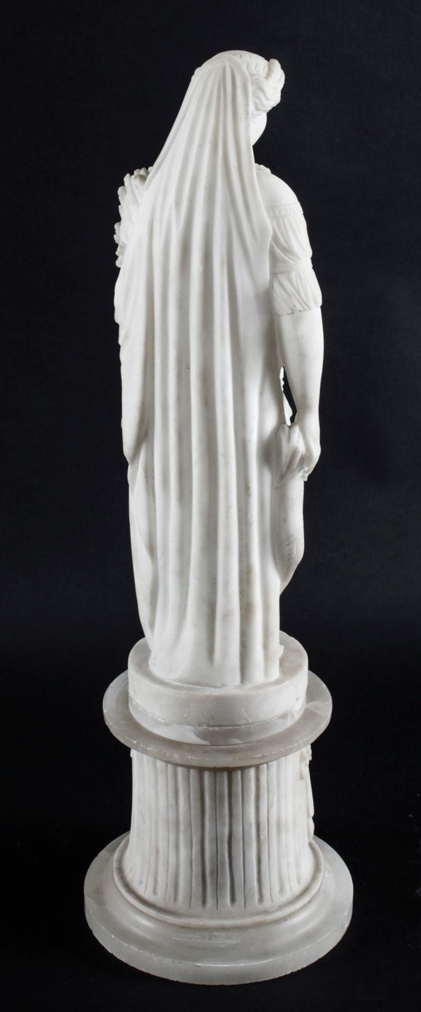 Antique Italian Alabaster Sculpture of the Goddess Demeter, 19th Century 6