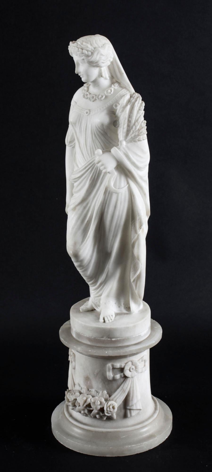 Antique Italian Alabaster Sculpture of the Goddess Demeter, 19th Century 8