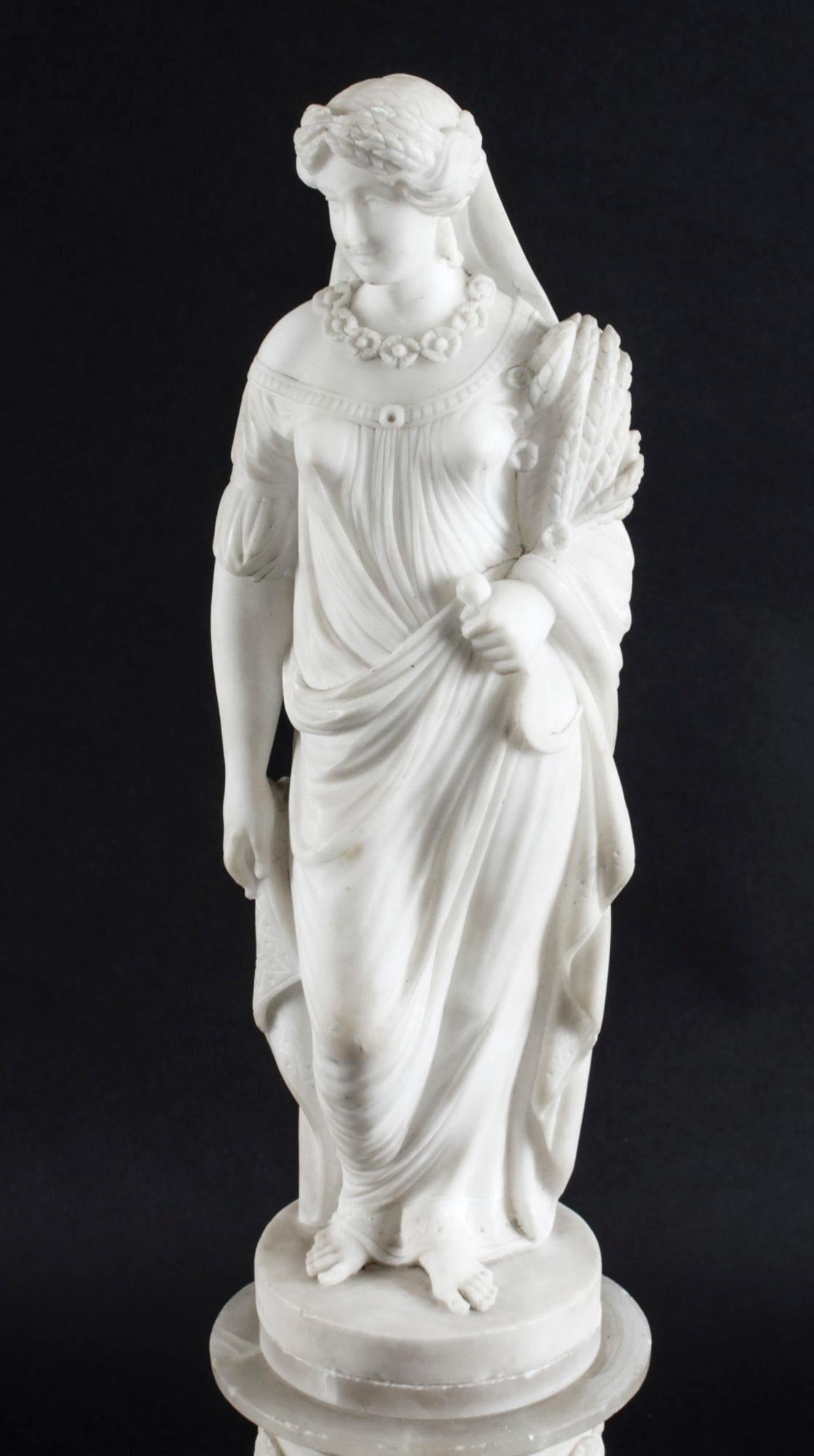 Late 19th Century Antique Italian Alabaster Sculpture of the Goddess Demeter, 19th Century