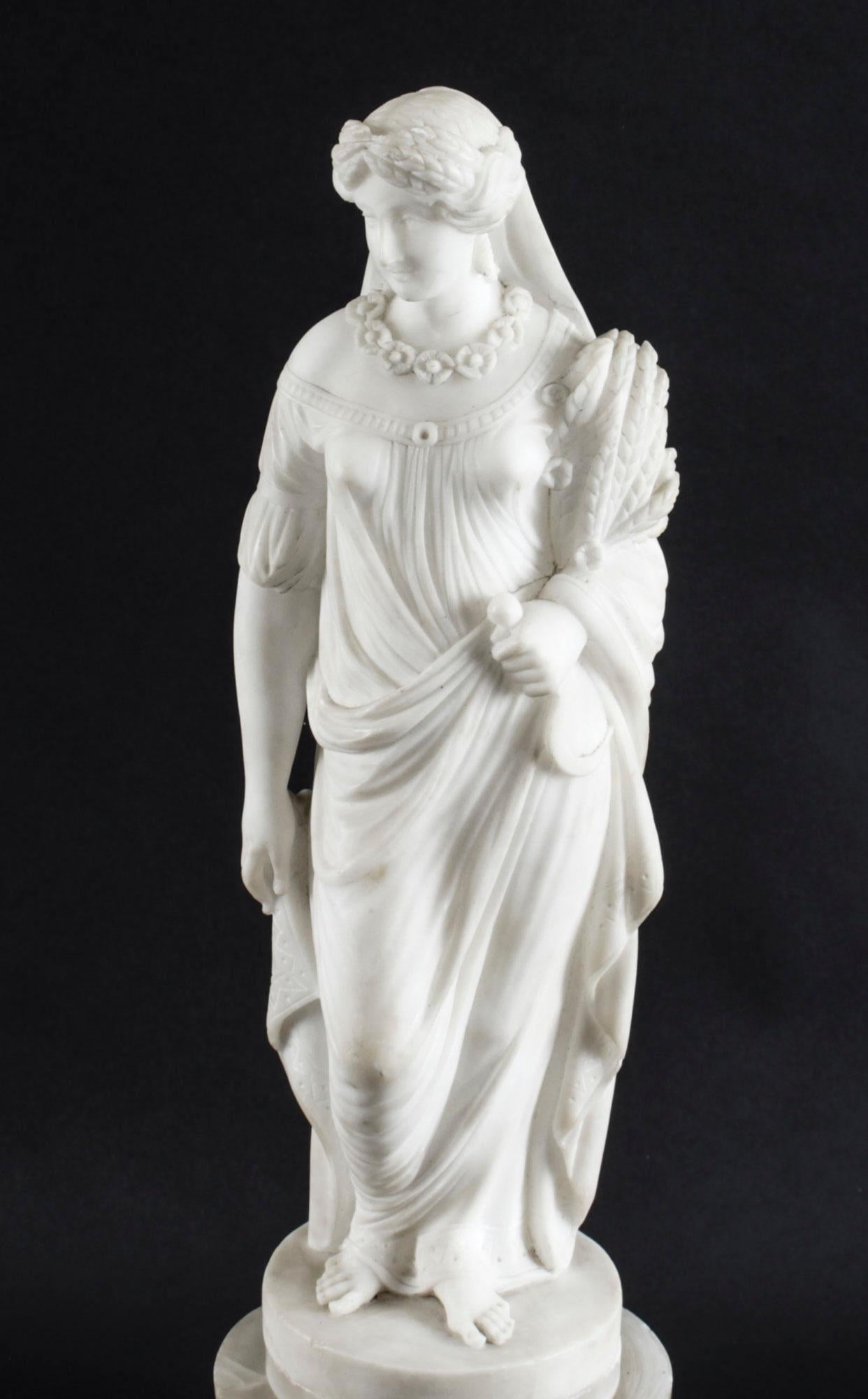Antique Italian Alabaster Sculpture of the Goddess Demeter, 19th Century 2