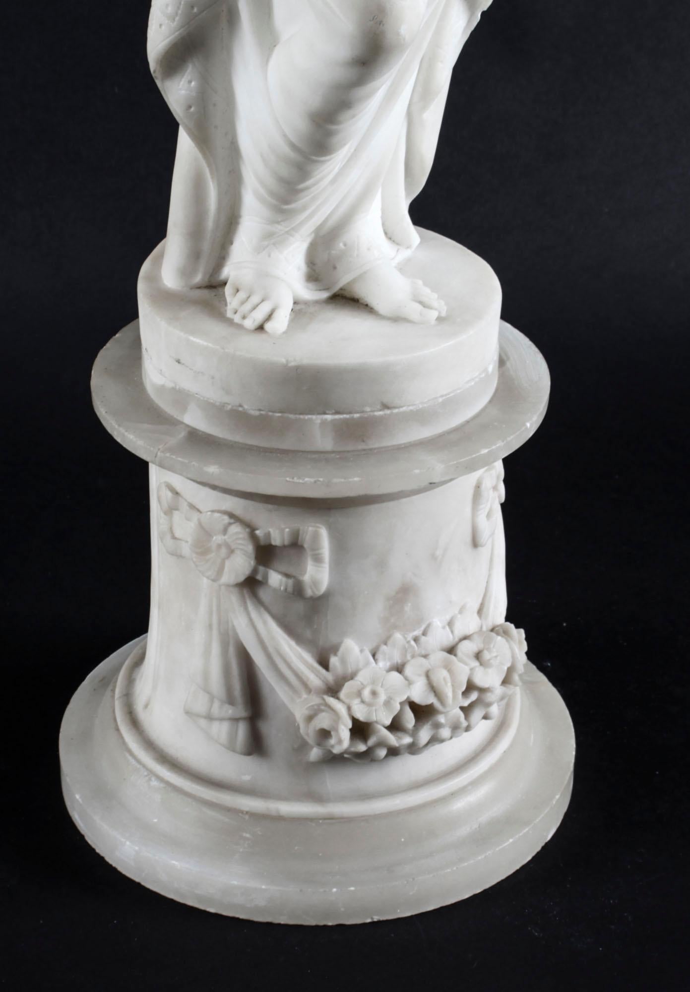 Antique Italian Alabaster Sculpture of the Goddess Demeter, 19th Century 3