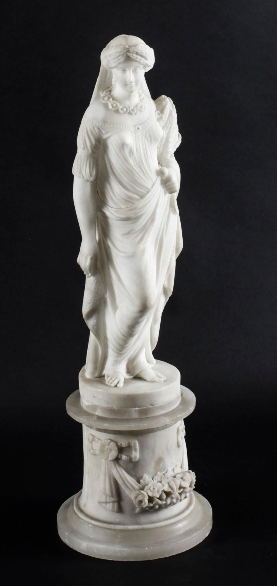 Antique Italian Alabaster Sculpture of the Goddess Demeter, 19th Century 4