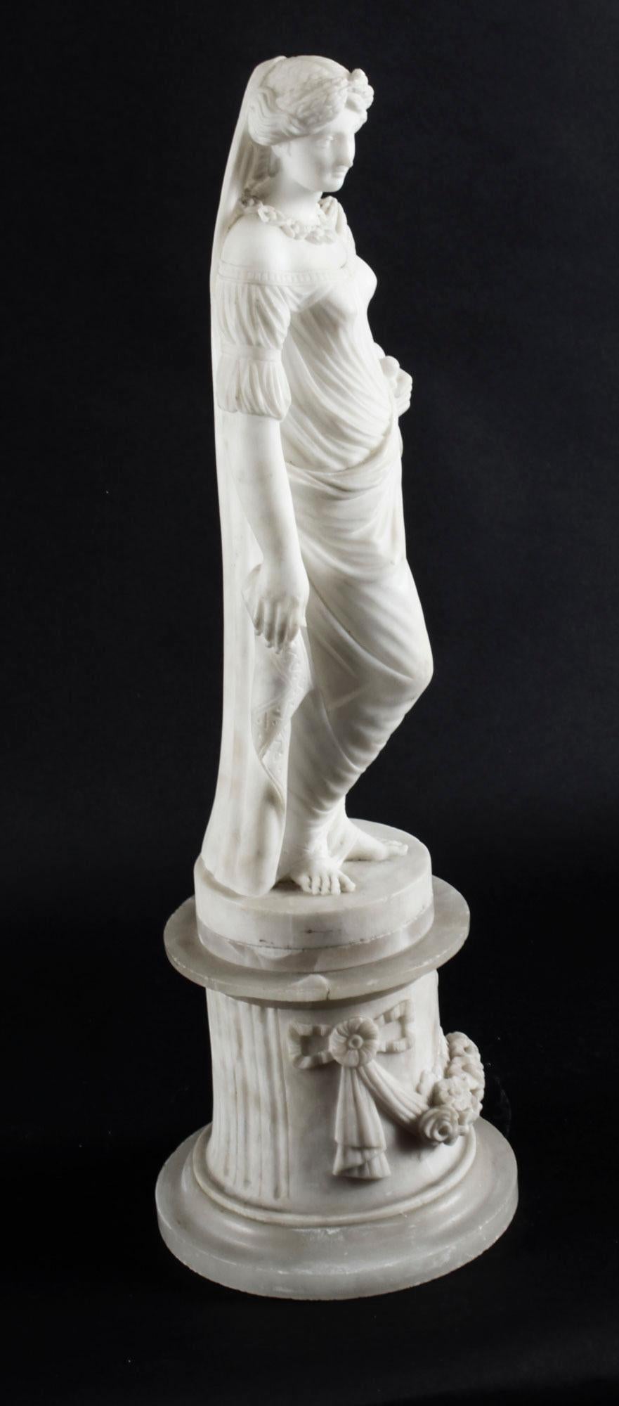 Antique Italian Alabaster Sculpture of the Goddess Demeter, 19th Century 5