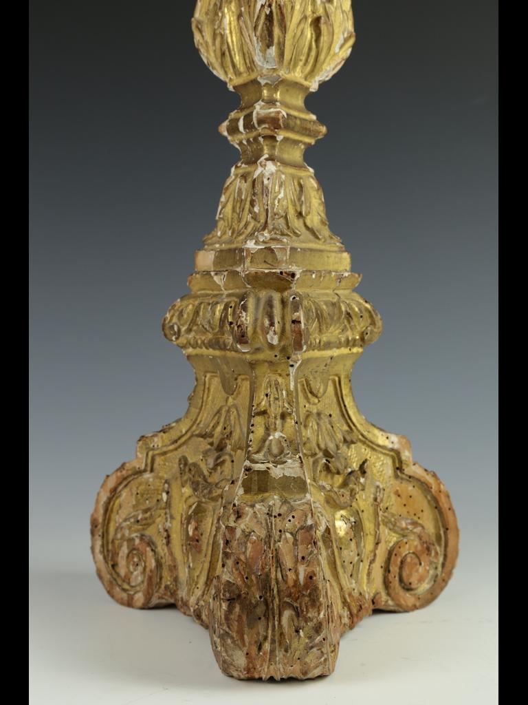Antike italienische Altar Hand geschnitzt Giltwood Kerzenleuchter im Angebot 6
